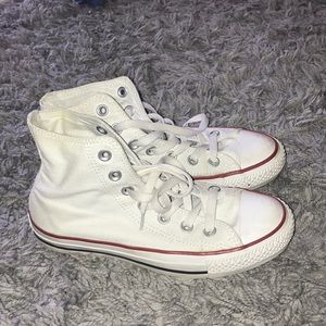 Size 6, white high top converse